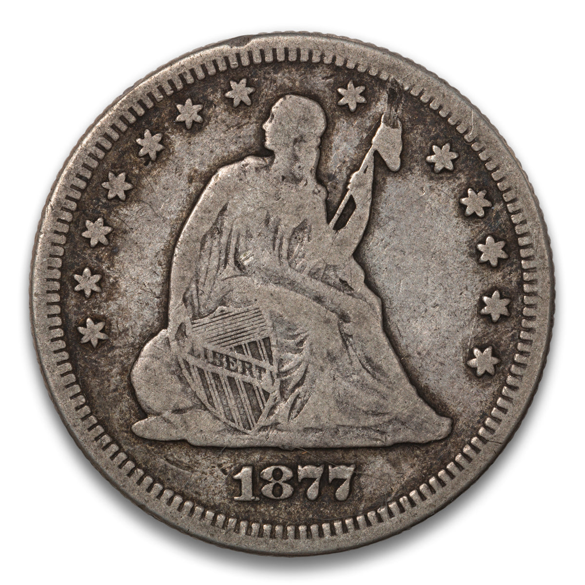US 25 Cent Seated With Motto 1877 F-12
