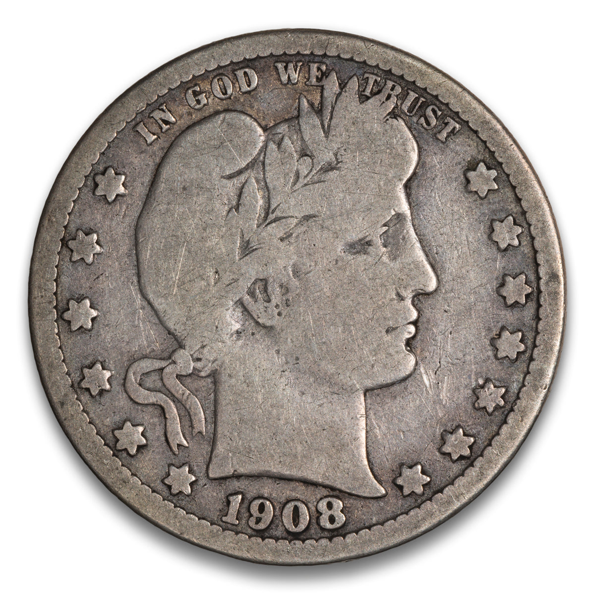 US 25 Cent Barber 1908S VG-8