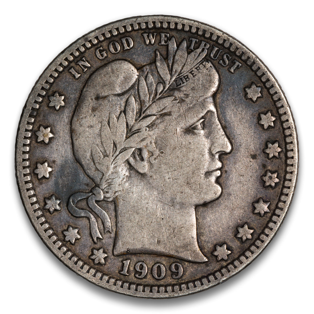 US 25 Cent Barber 1909D VF-25