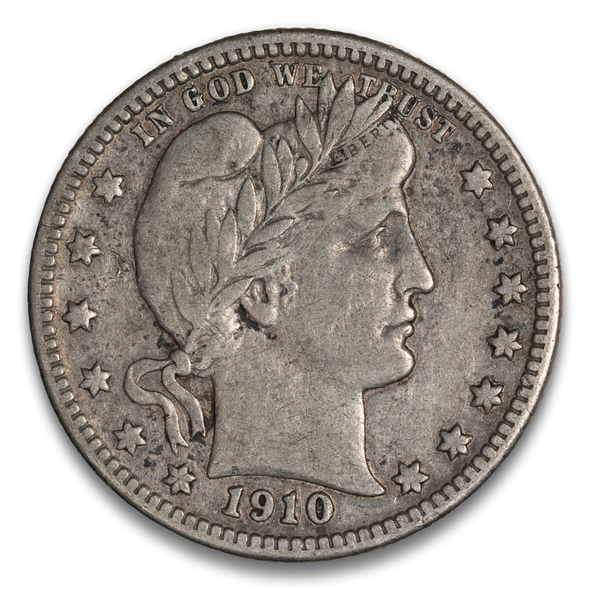 US 25 Cent Barber 1910D VF-20