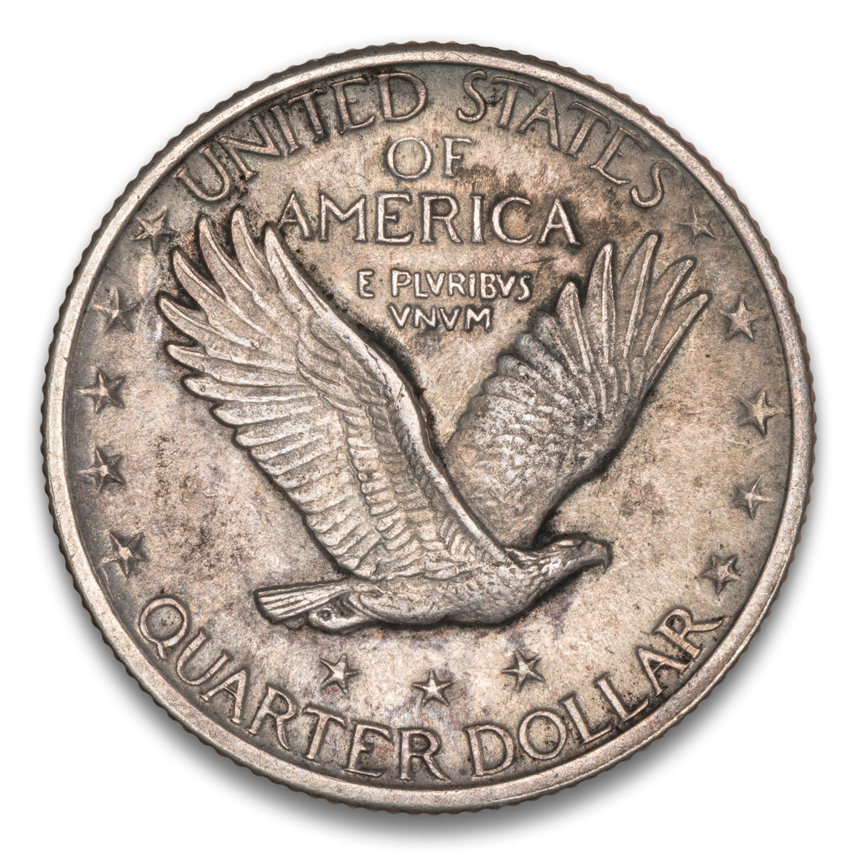 US 25 Cent Standing 1917 Variety 2 AU-55 Full Head
