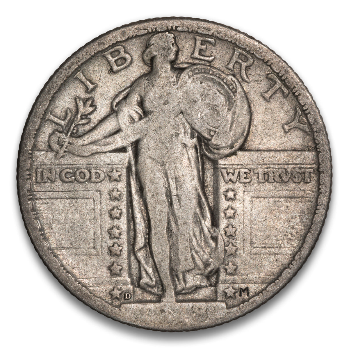 US 25 Cent Standing 1918D VG-8