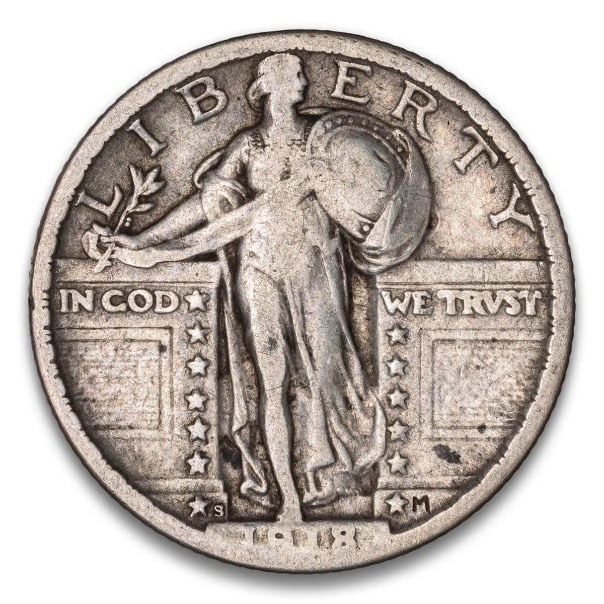 US 25 Cent Standing 1918S F-12
