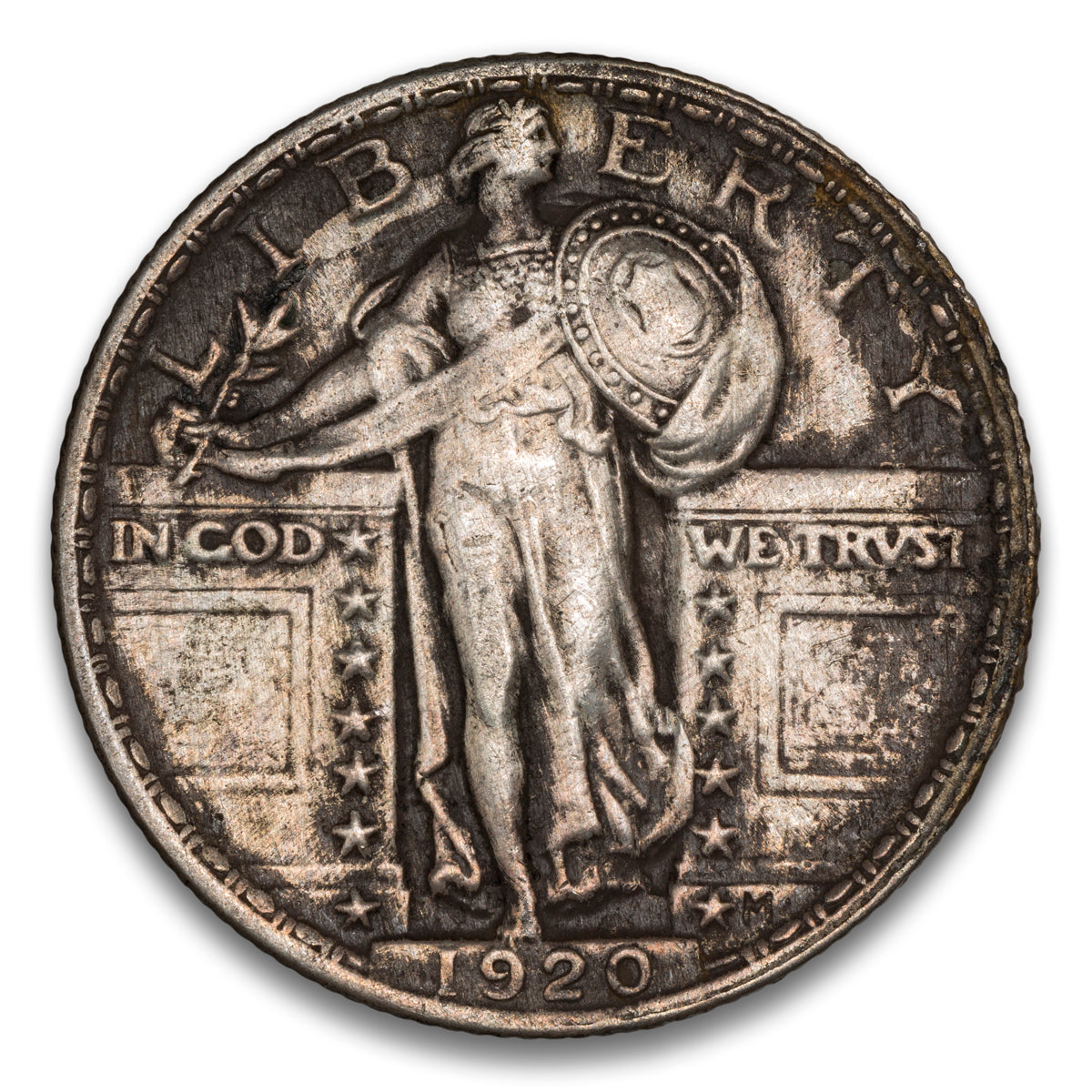 US 25 Cent Standing 1920 AU-50