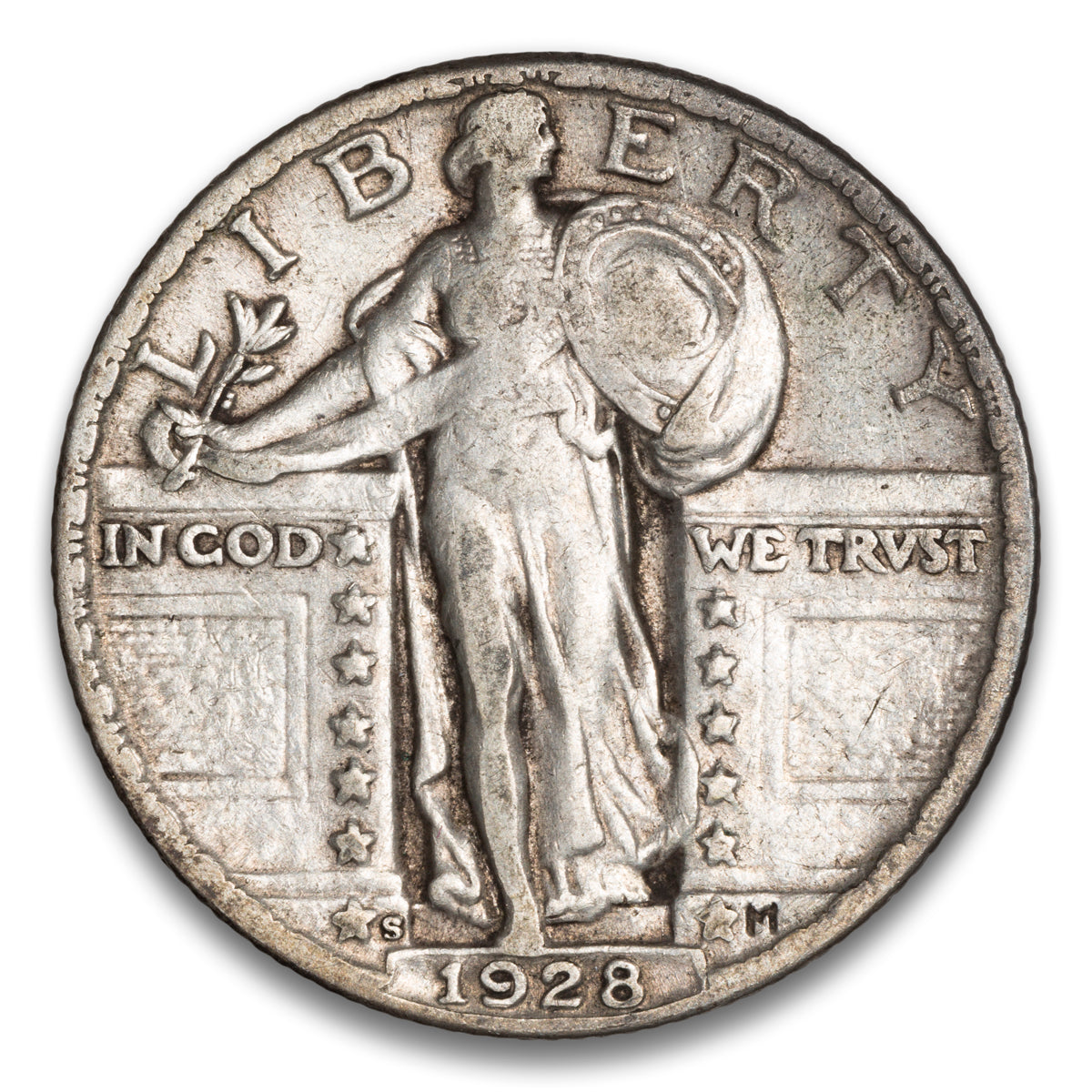 US 25 Cent Standing 1928S FS-501 Inverted Mintmark VF-30