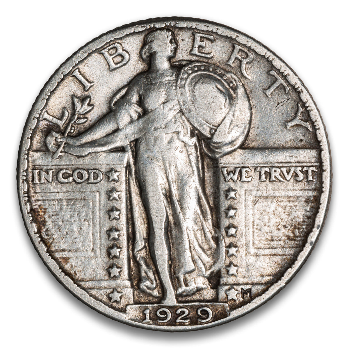 US 25 Cent Standing 1929 VF-30