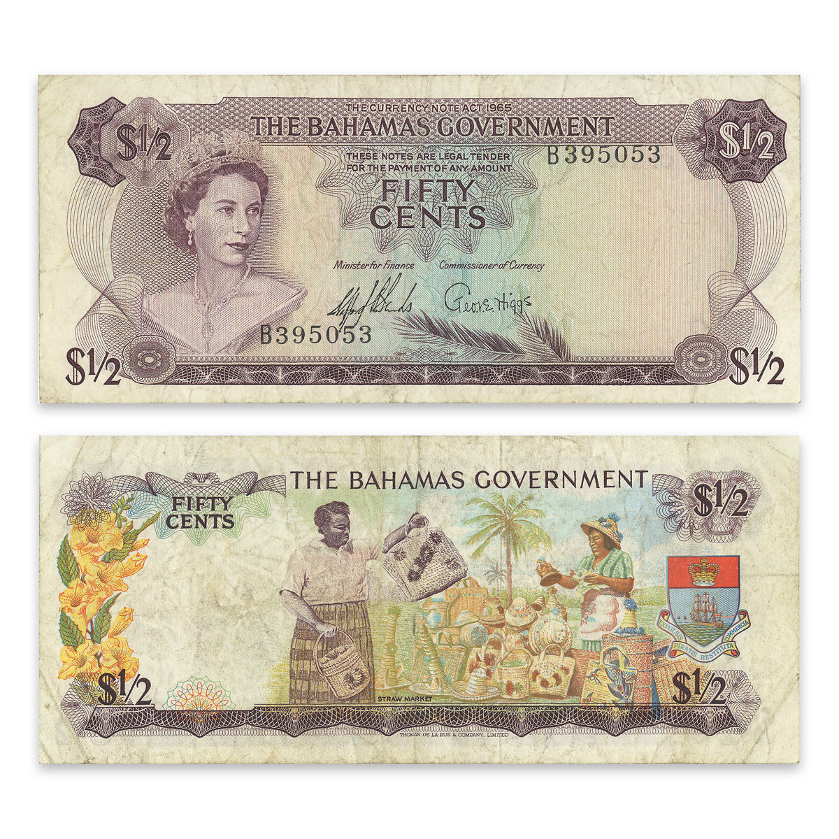 Bahamas 1/2 Dollar 1965 P# 17a F-15
