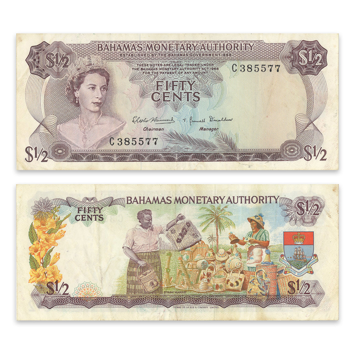 Bahamas 1/2 Dollar 1968 P# 26a VF-25