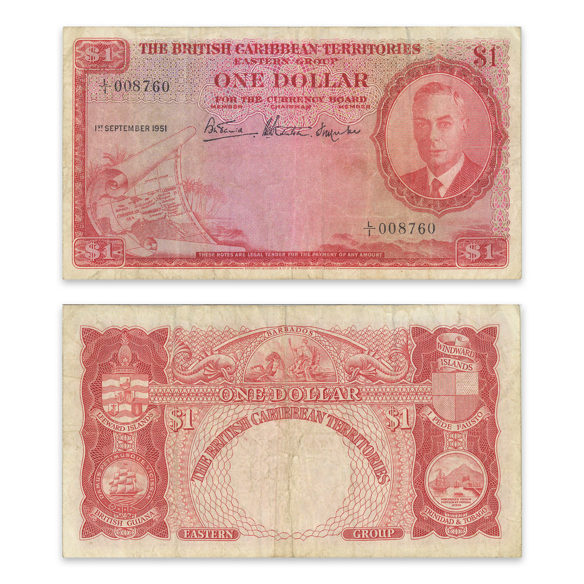 British Caribbean Territories 1 Dollar 1951 P# 1 F-12
