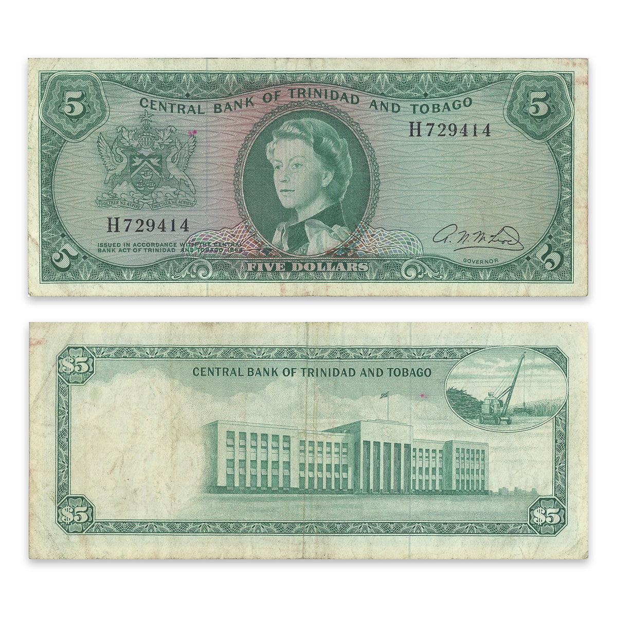 Trinidad & Tobago 5 Dollars 1964 P# 27b VF-20
