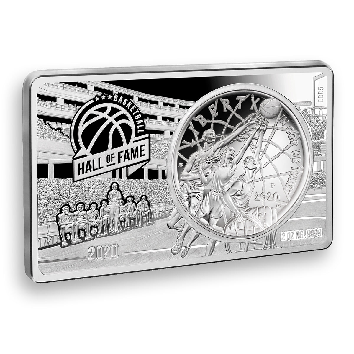 US 2020 $1 Basketball Hall of Fame 60th Anniversary - Pure Silver Bar and Coin