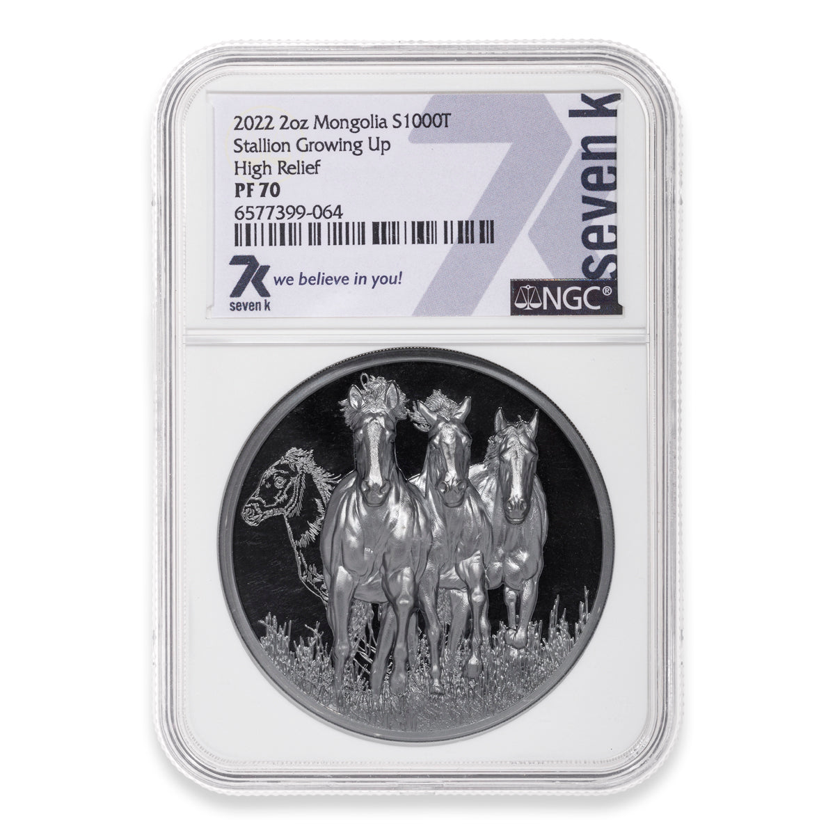 2022 1000 Togrog Stallion Growing Up - Pure Silver Coin