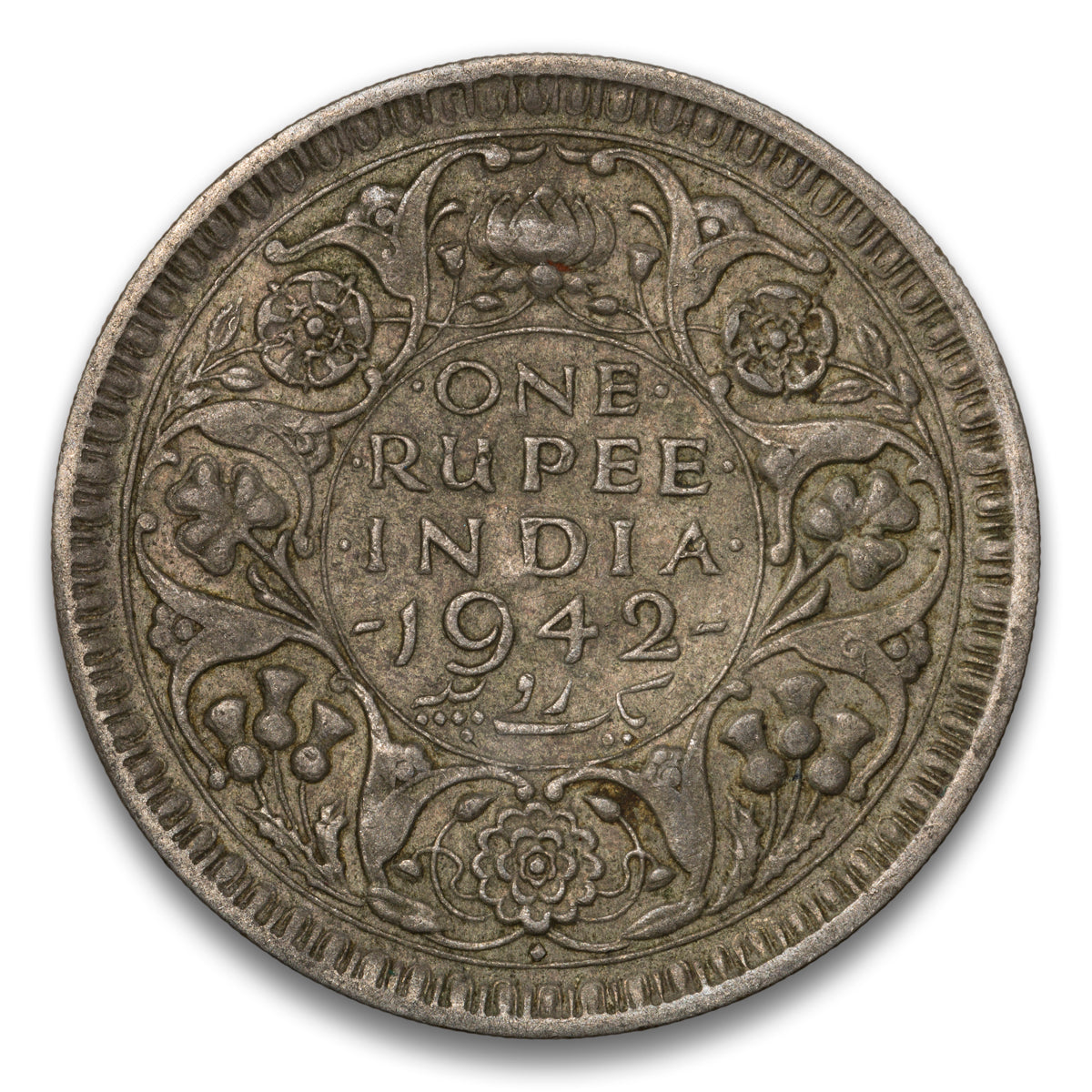 India Silver 1 Rupee 1942