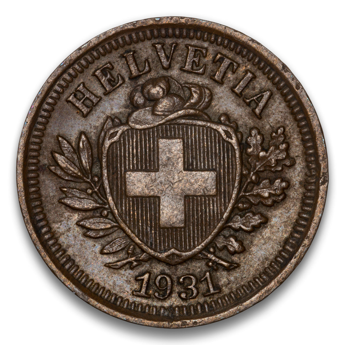 Switzerland Bronze 1 Rappen 1931 B