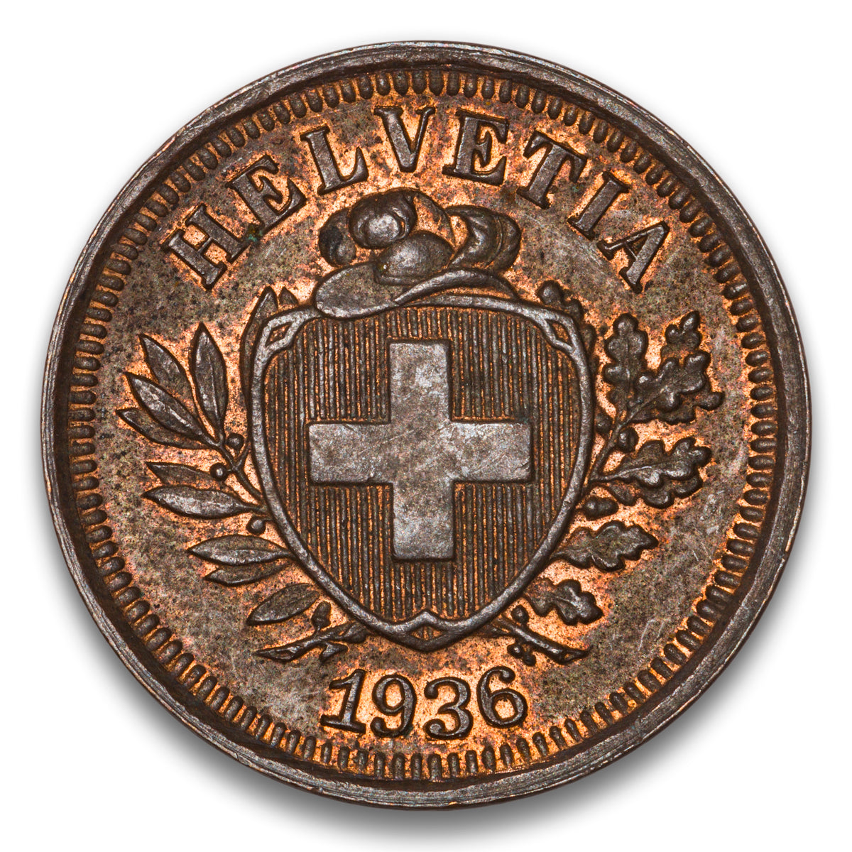 Switzerland Bronze 1 Rappen 1936 B
