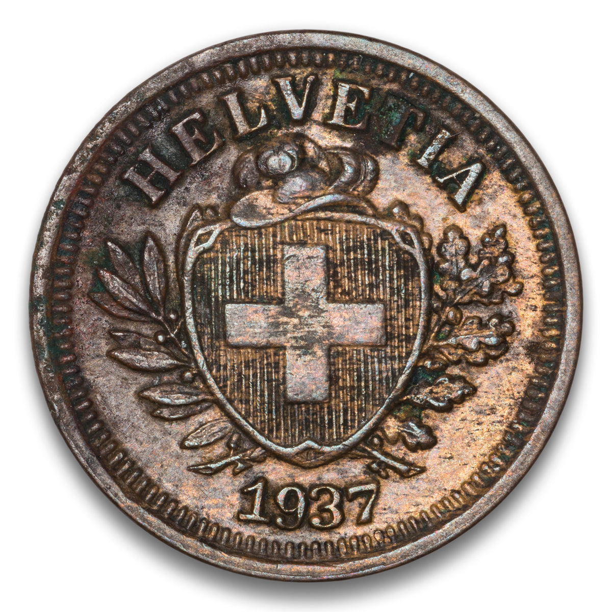 Switzerland Bronze 1 Rappen 1937 B