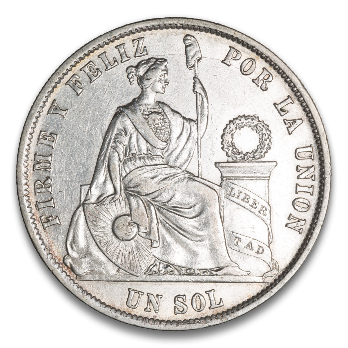 Peru Silver 1 Sol 1871 YJ
