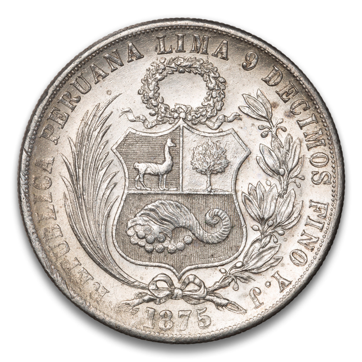 Peru Silver 1 Sol 1875 YJ