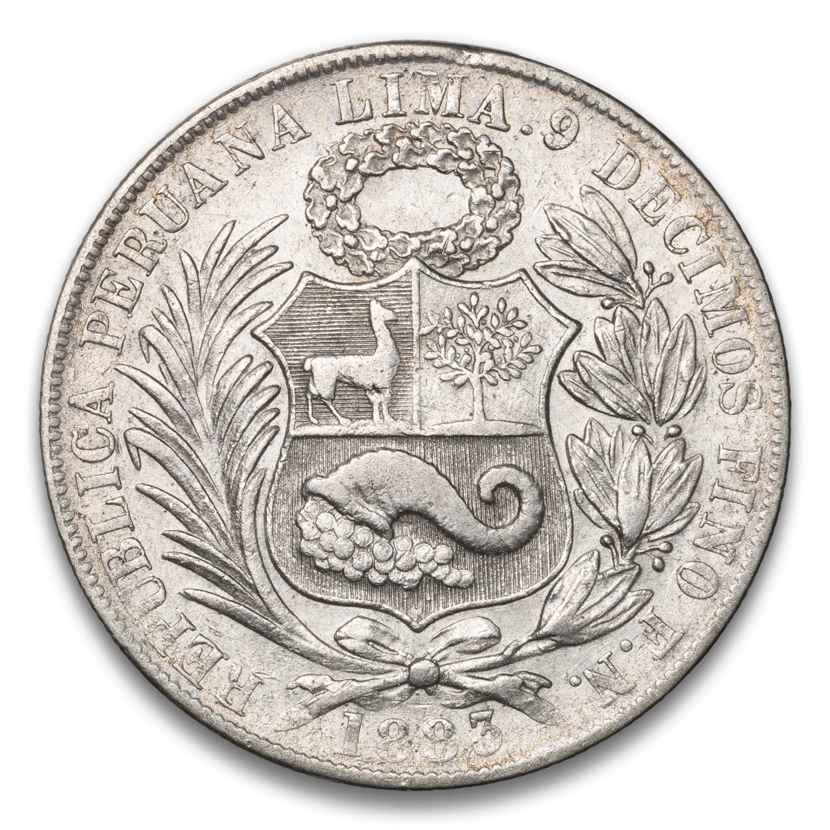 Peru Silver 1 Sol 1883 FN