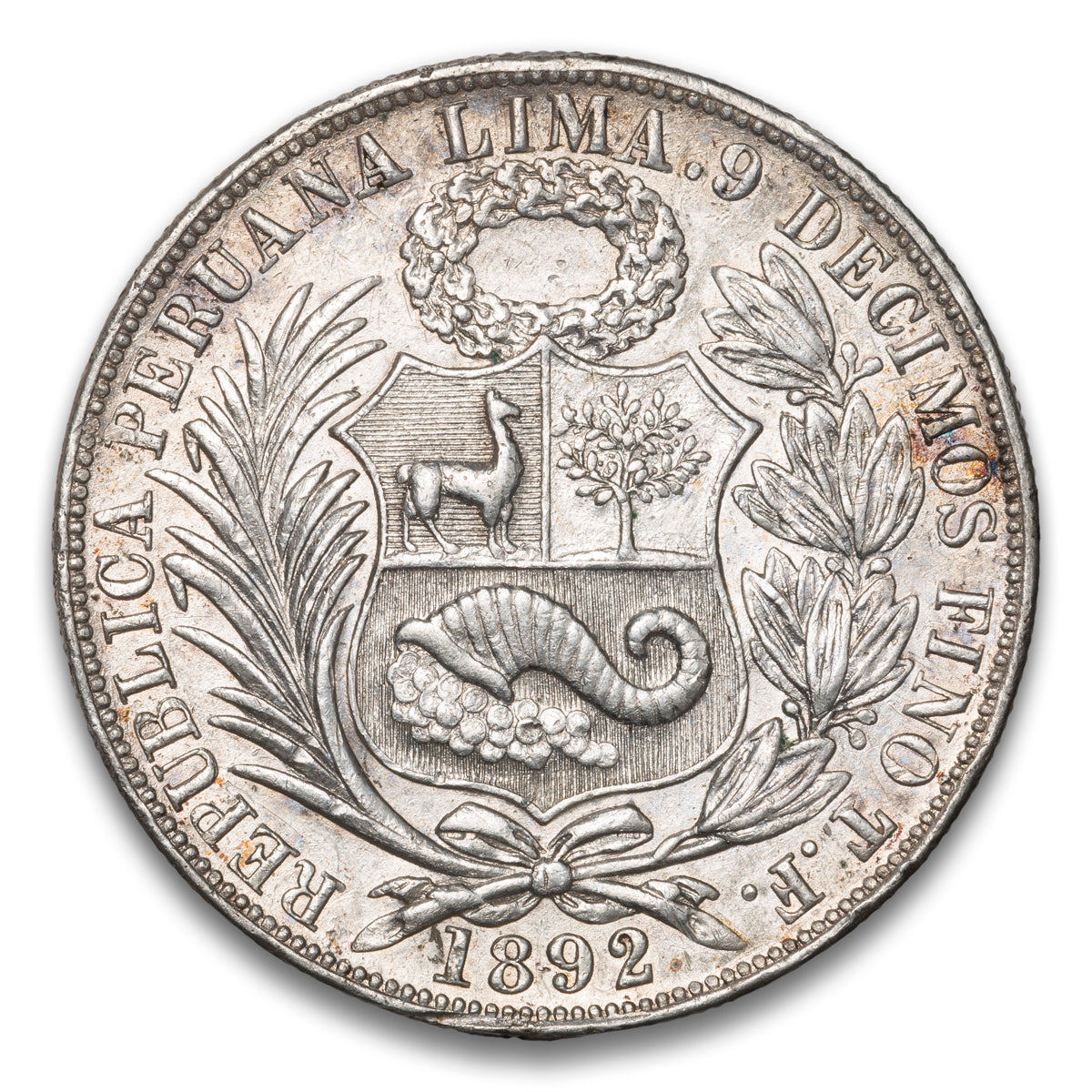 Peru Silver 1 Sol 1892 TF