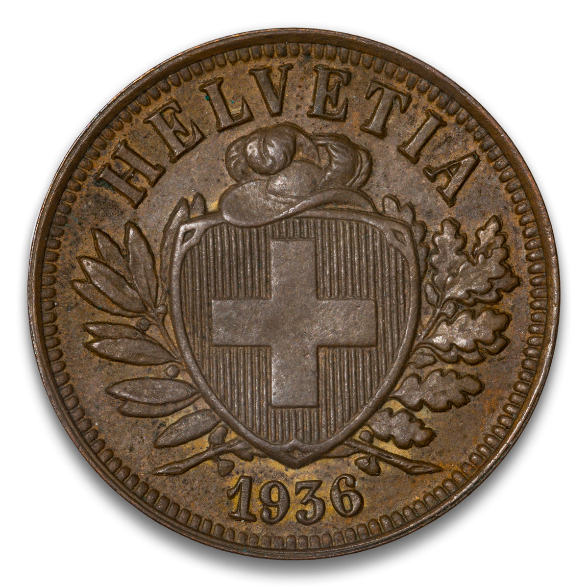 Switzerland Bronze 2 Rappen 1936 B