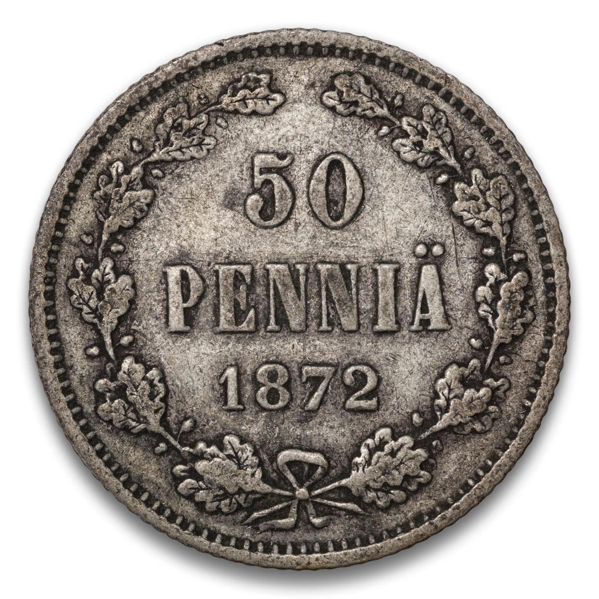 Finland Silver 50 Pennia 1872 S