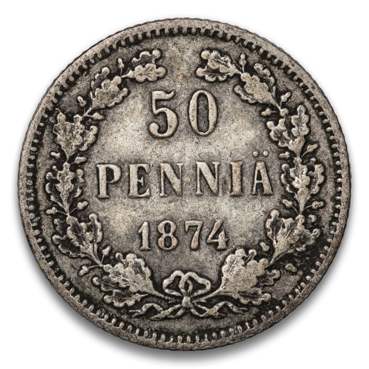 Finland Silver 50 Pennia 1874 S