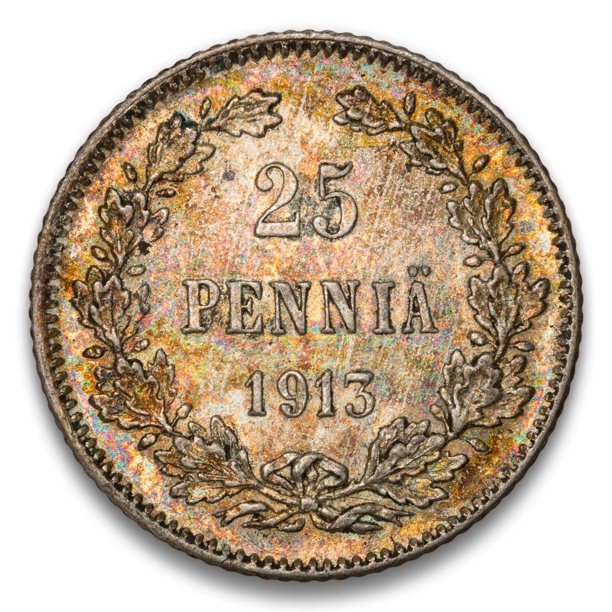 Finland Silver 25 Pennia 1913 S