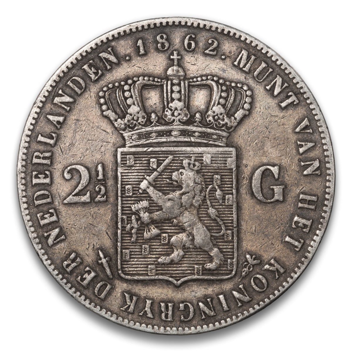 Netherlands 2 1/2 Gulden 1862