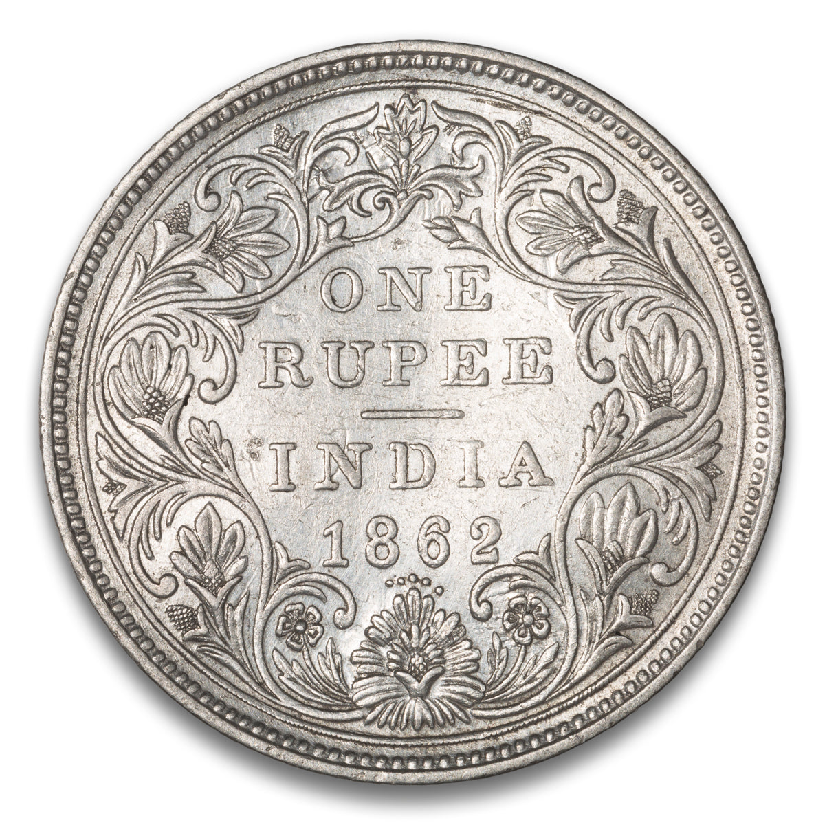 British India 1 Rupee 1862 type 2