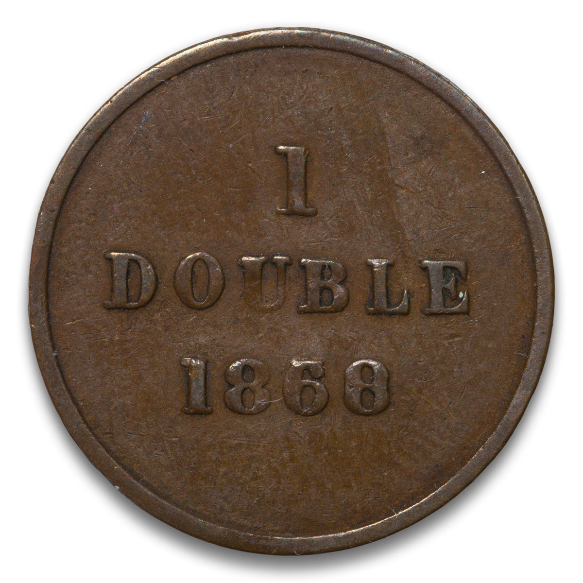 Guernsey 1 Double 1868 [68 over 30]