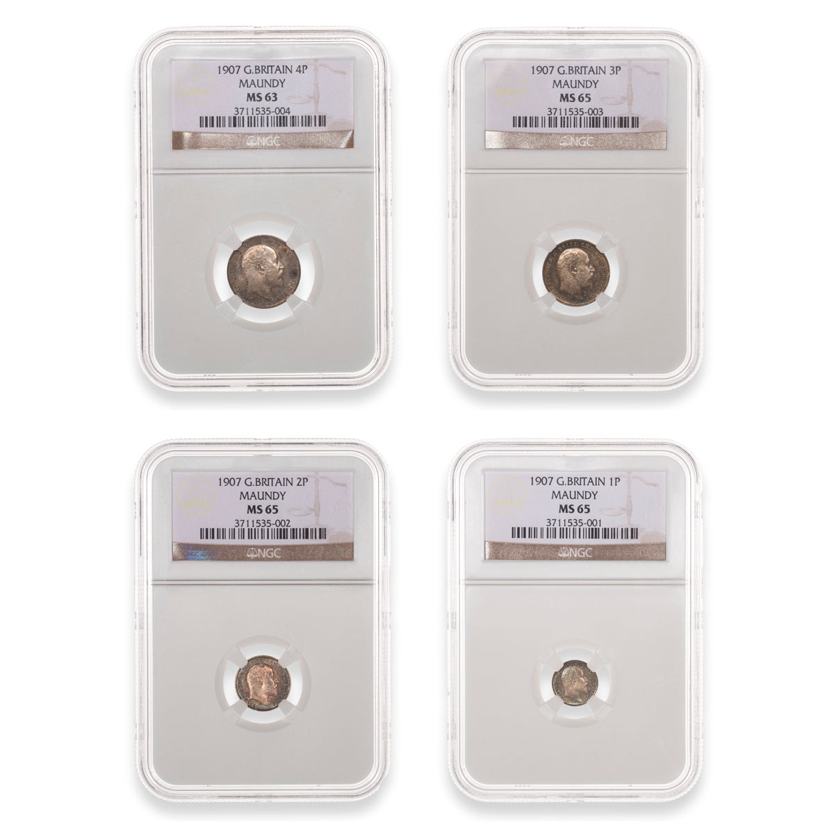 Great Britain 1907 Maundy Set NGC MS-65