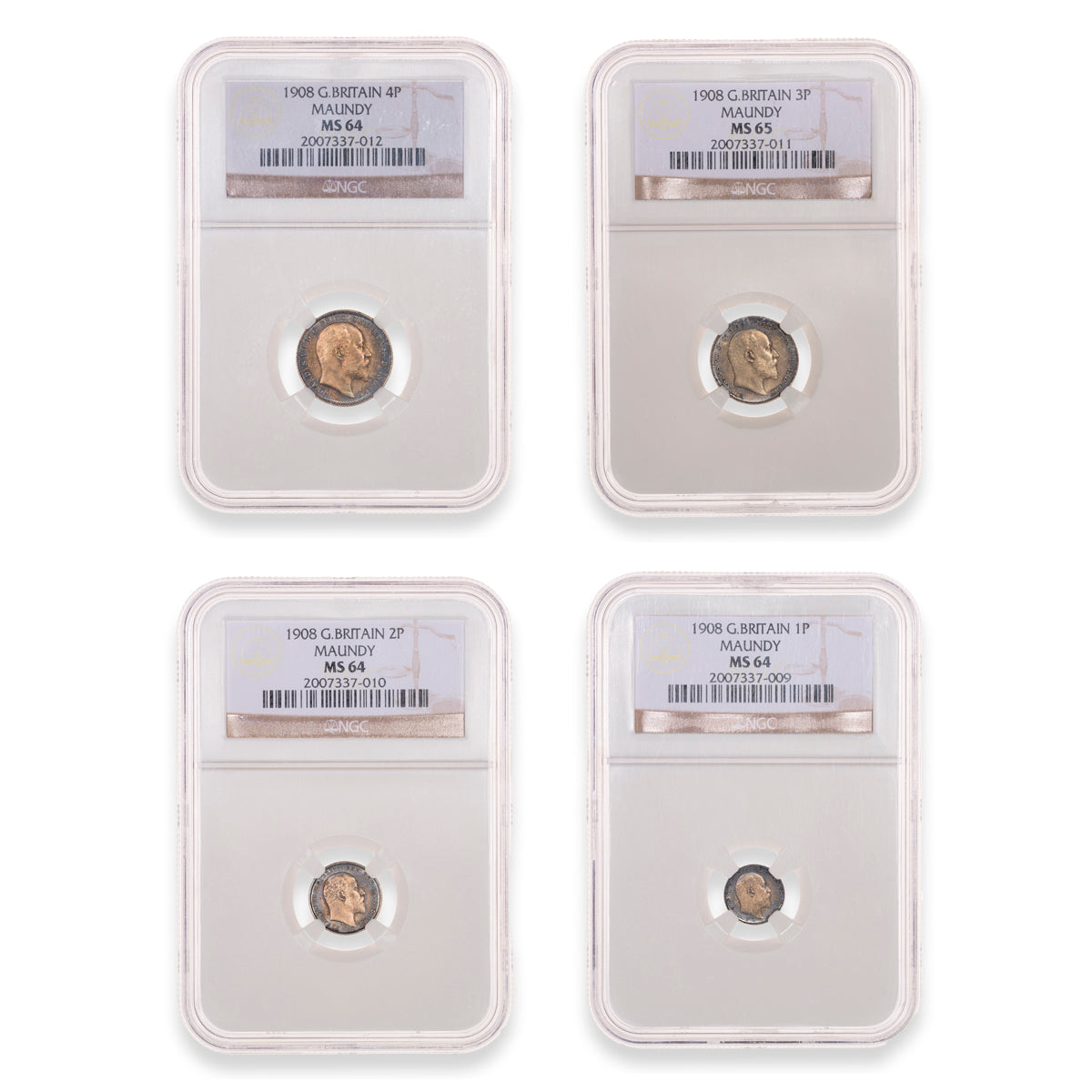 Great Britain 1908 Maundy Set NGC MS-65