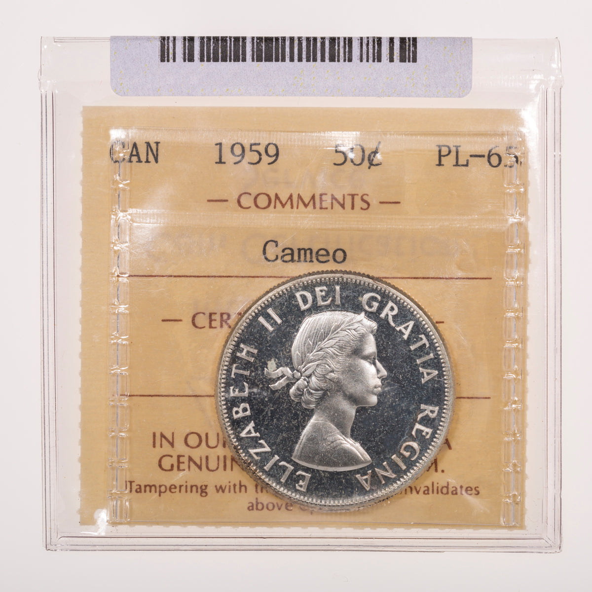 50 Cent 1959 ICCS PL-65 Cameo