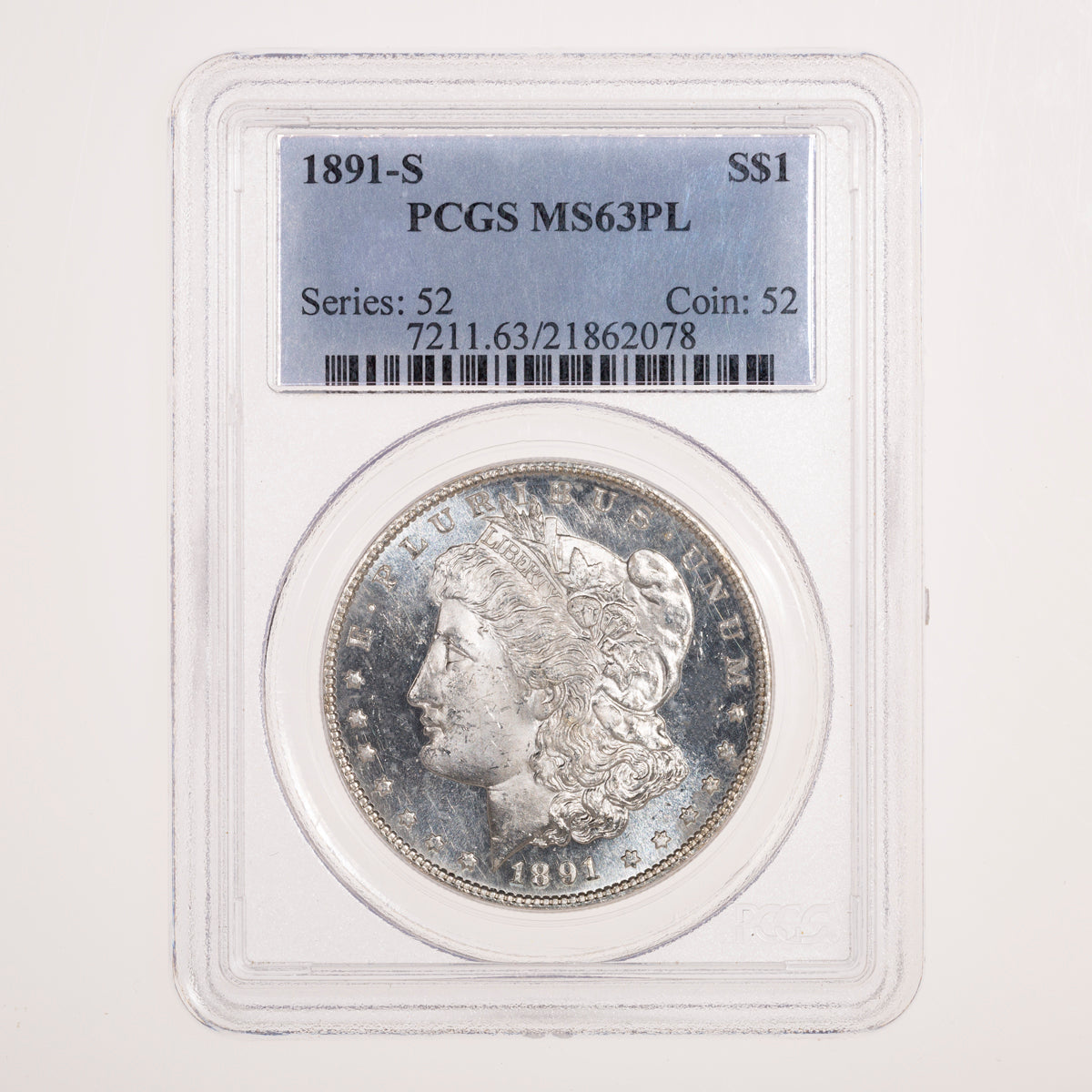 US $1 Morgan 1891S TOP 100 VAM 3.2 Doubled Stars PCGS MS-63 PL