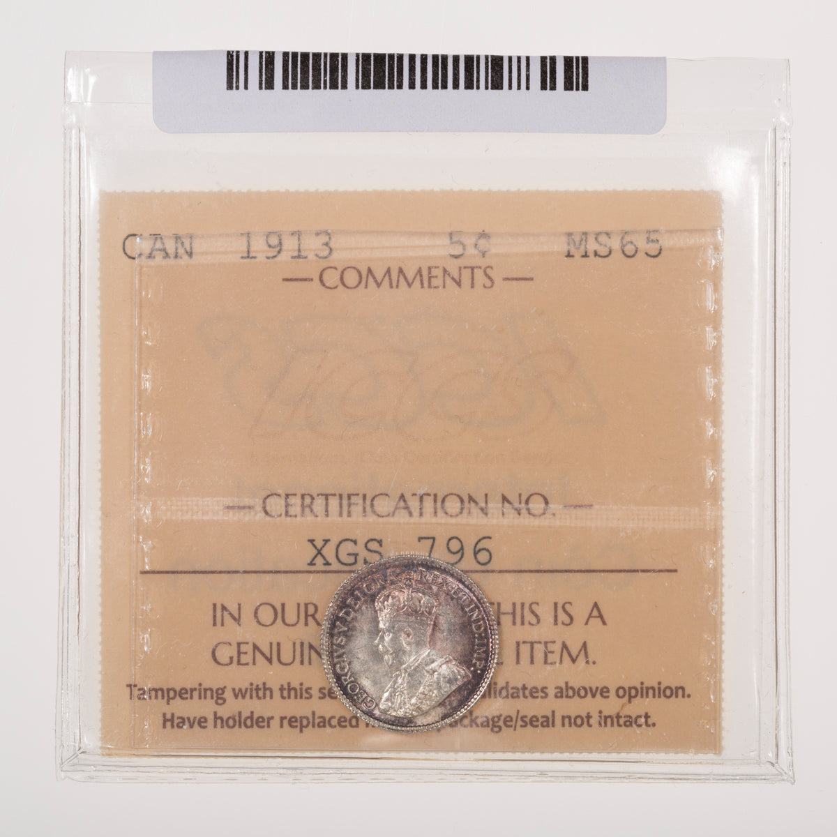 5 Cent 1913 ICCS MS-65