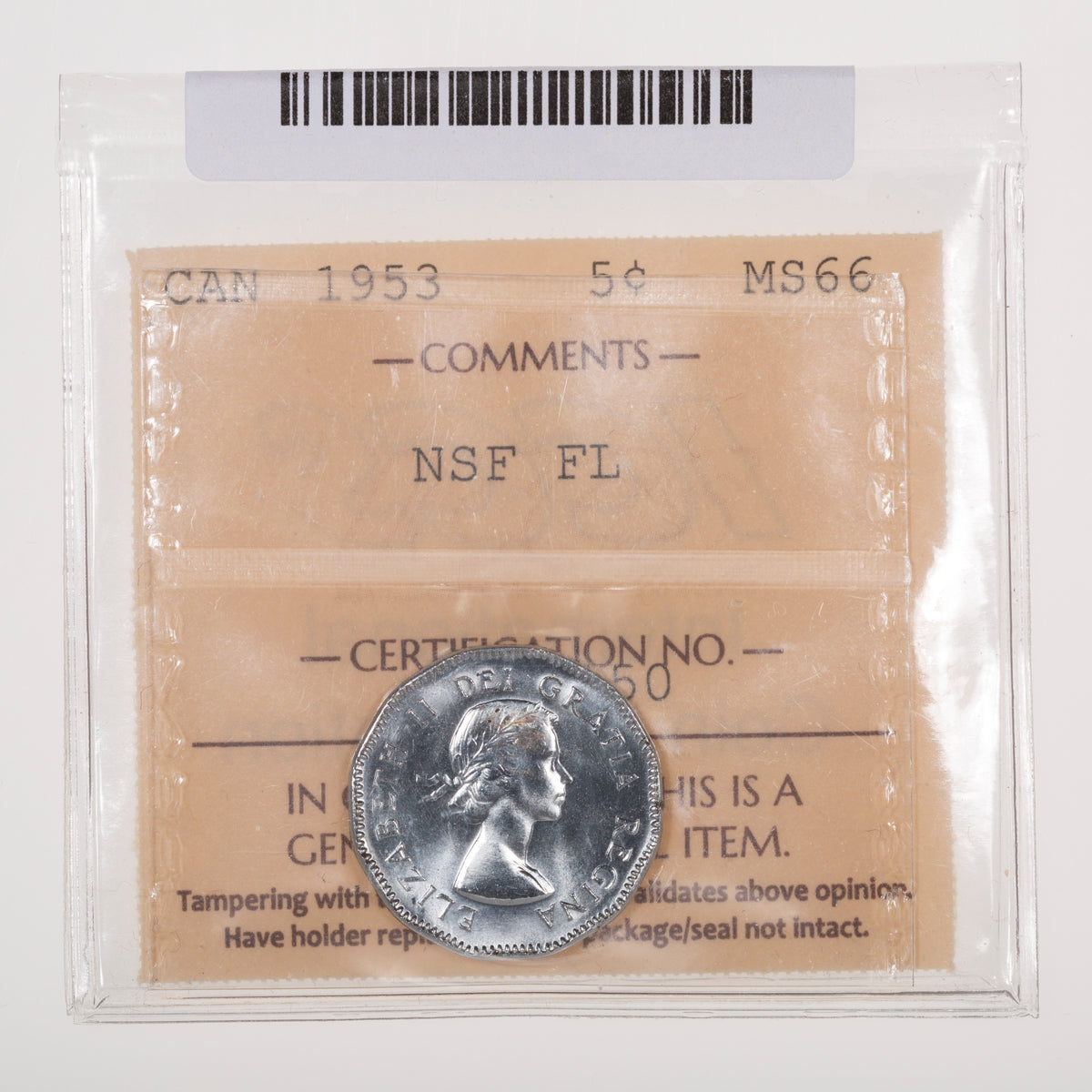5 Cent 1953 NSF FL ICCS MS-66