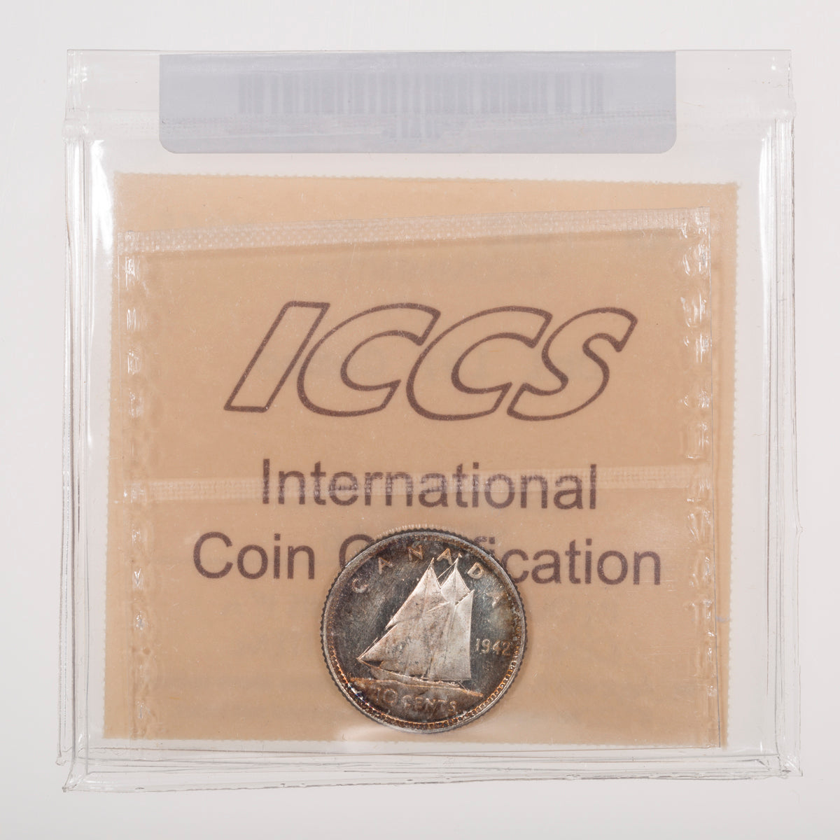 10 Cent 1942 Dbl 19 ICCS MS-65 Cameo
