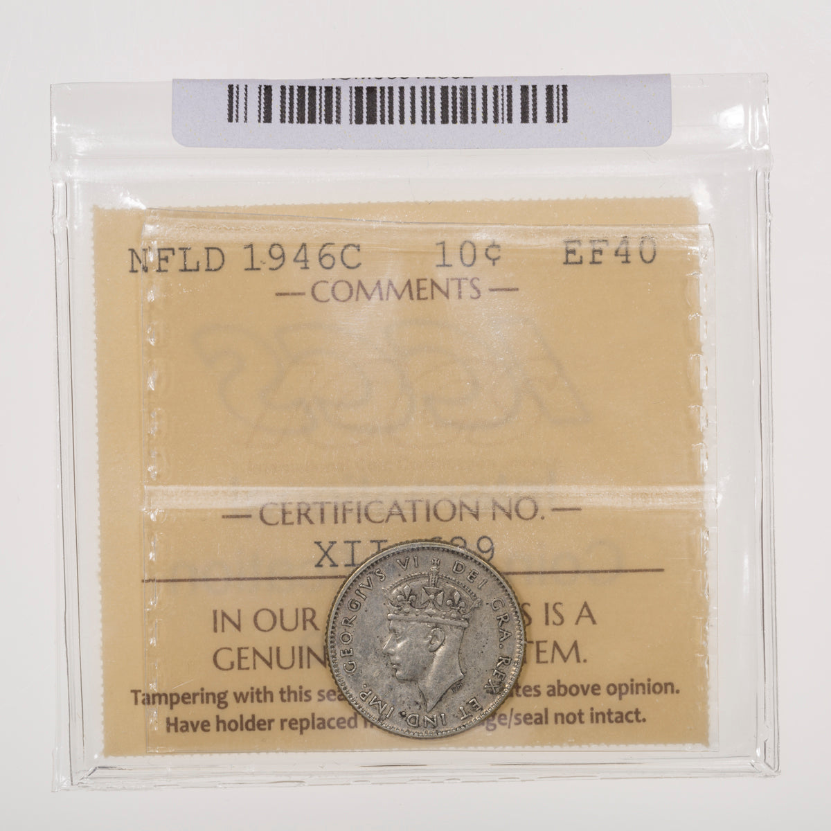 NFLD 10 Cent 1946C ICCS EF-40