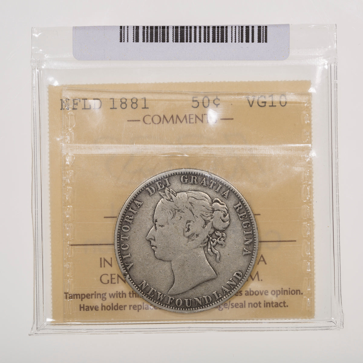 NFLD 50 Cent 1881 ICCS VG-10