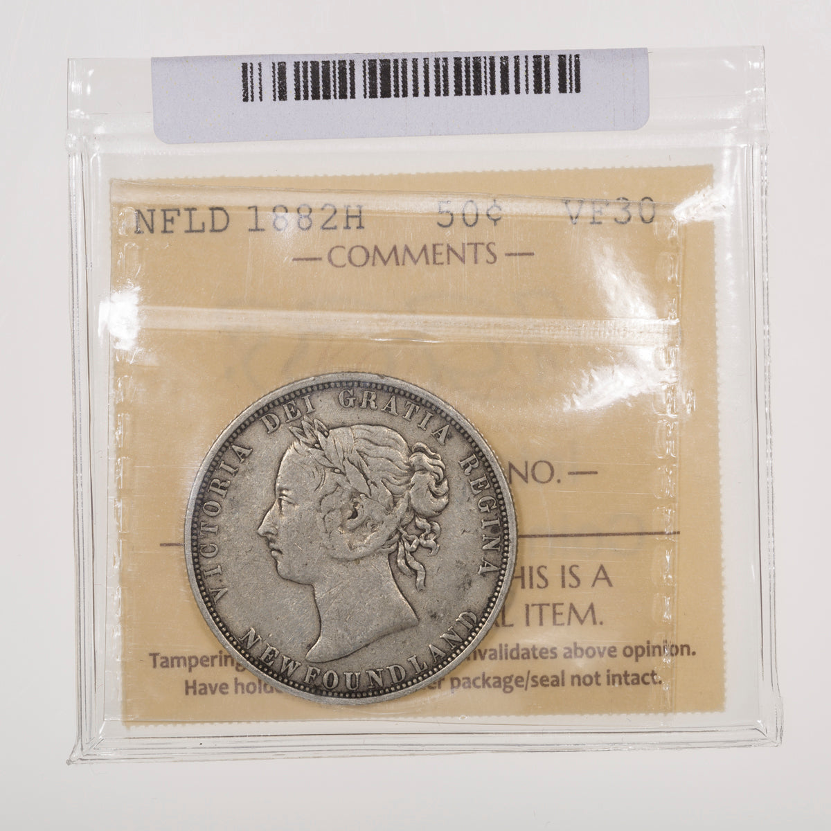 NFLD 50 Cent 1882H ICCS VF-30
