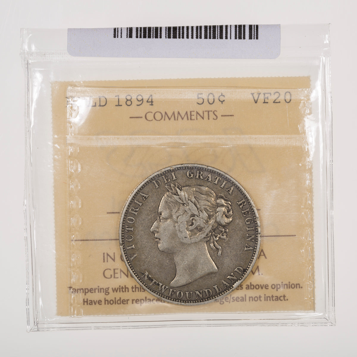 NFLD 50 Cent 1894 ICCS VF-20