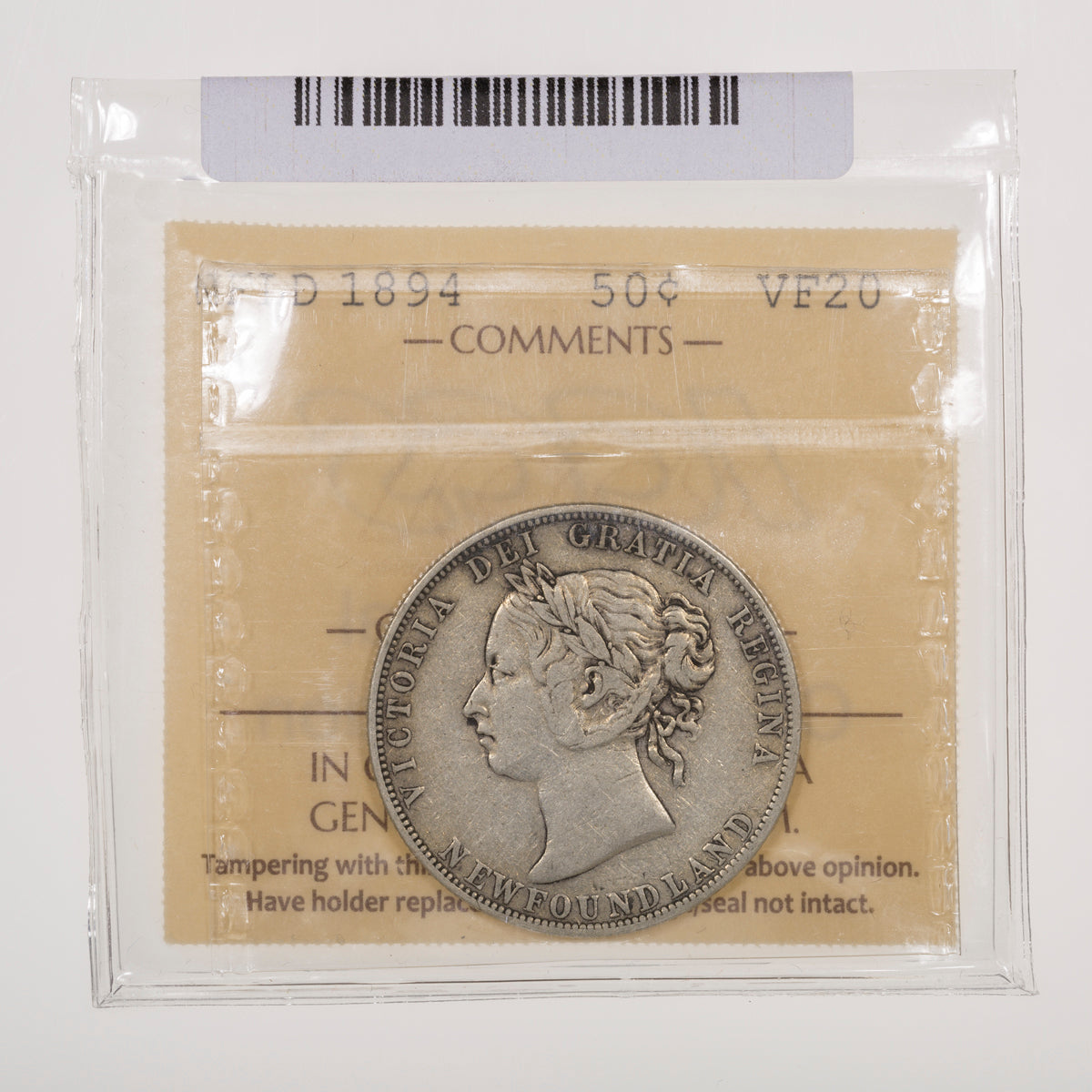 NFLD 50 Cent 1894 ICCS VF-20