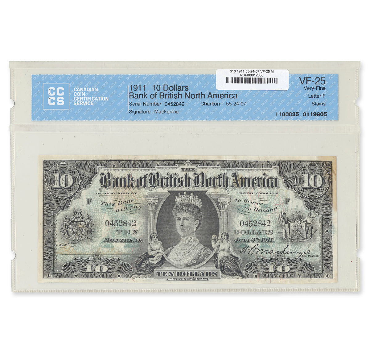 1911 $10 55-24-07 Mackenzie CCCS VF-25