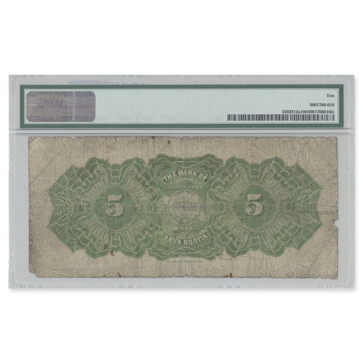 1908 $5 550-28-12a Orange Vs typed l. Richardson-Payzant PMG VG-10