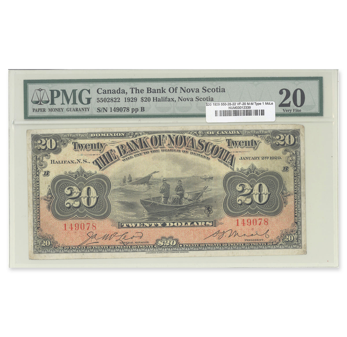 1929 $20 550-28-22 Type 1 McLeod McLeod-Moore PMG VF-20