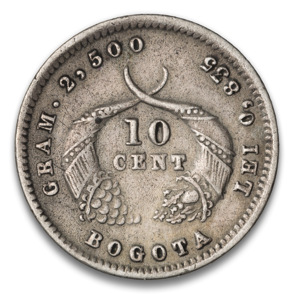 Colombia 10 Centavos 1879