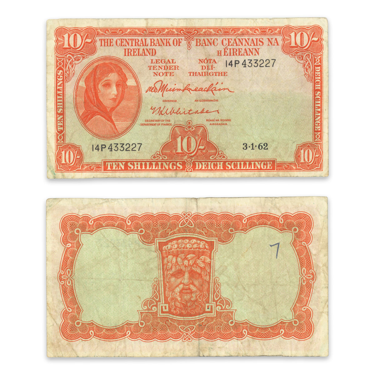 Ireland - Republic 10 Shillings 1962 P# 63a F-15
