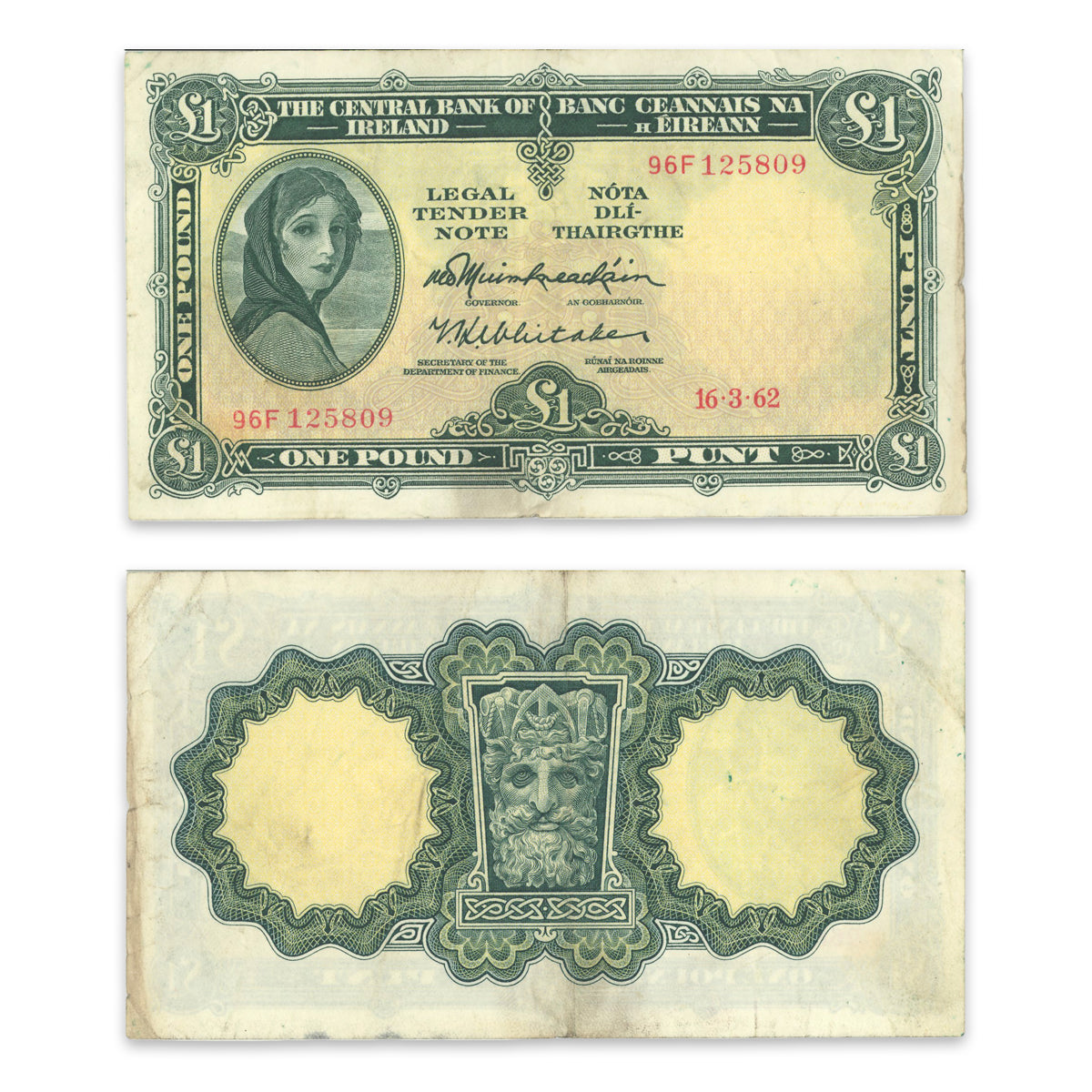 Ireland - Republic 1 Pound 1962 P# 64a VF-30