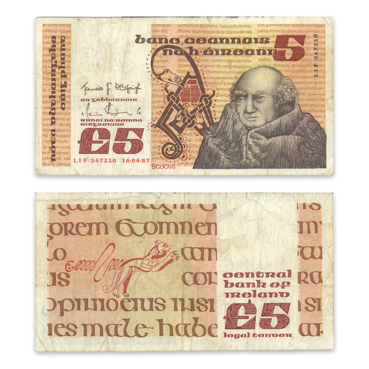 Ireland - Republic 5 Pounds 1987 P# 71d F-15